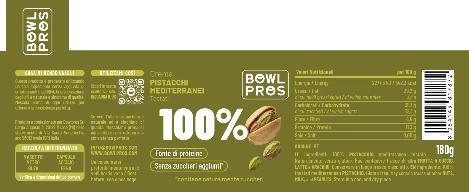 Creme 100% frutta secca · 180–200 g: Pistacchi tostati