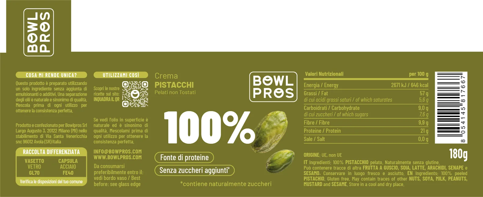 Creme 100% frutta secca · 180–200 g: Pistacchi pelati