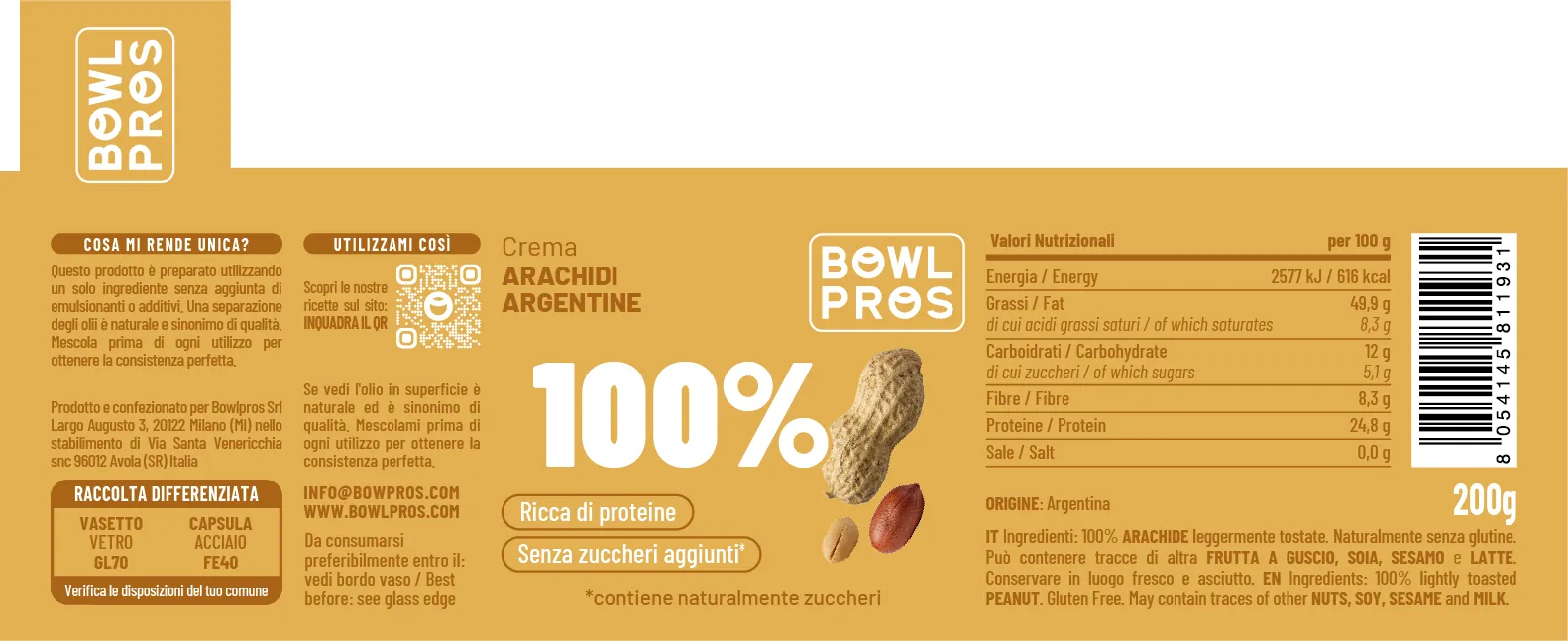 Creme 100% frutta secca · 180–200 g: Arachidi
