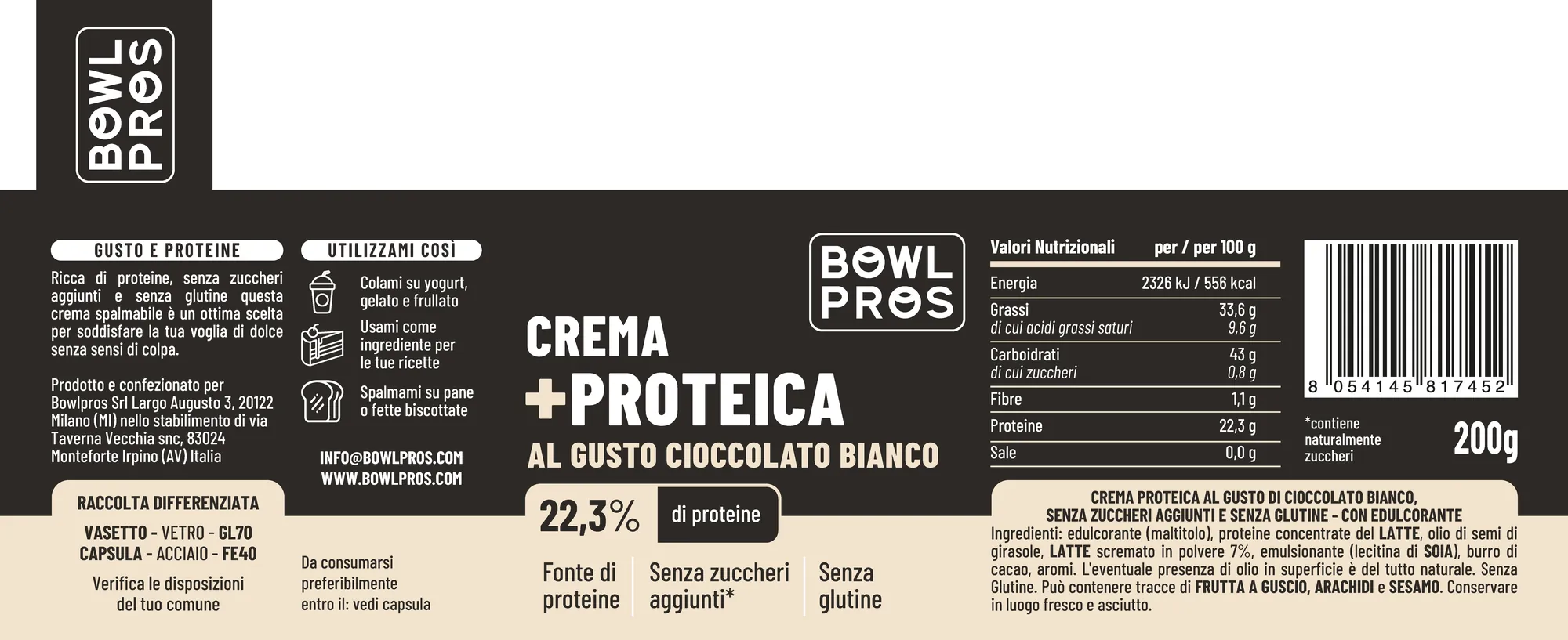 Creme proteiche · 180–200 g: Cioccolato bianco
