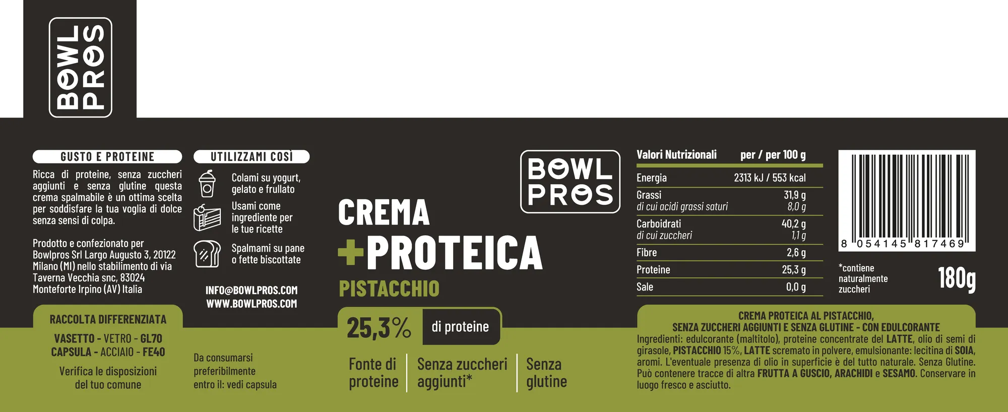 Creme proteiche · 180–200 g: Pistacchio