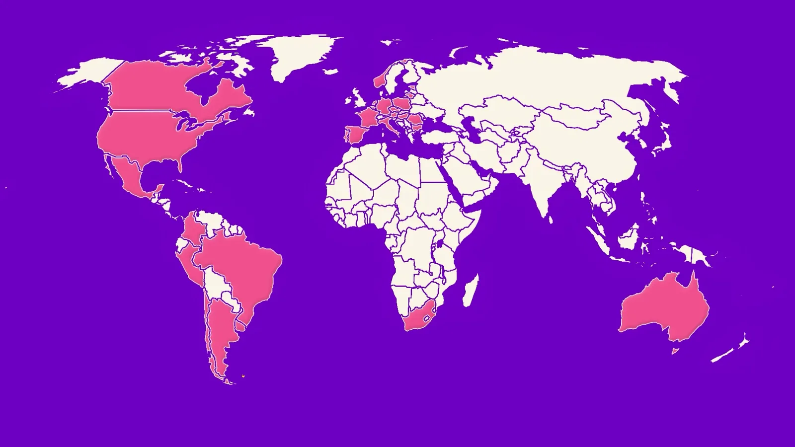 La mappa si accende sui paesi del gruppo