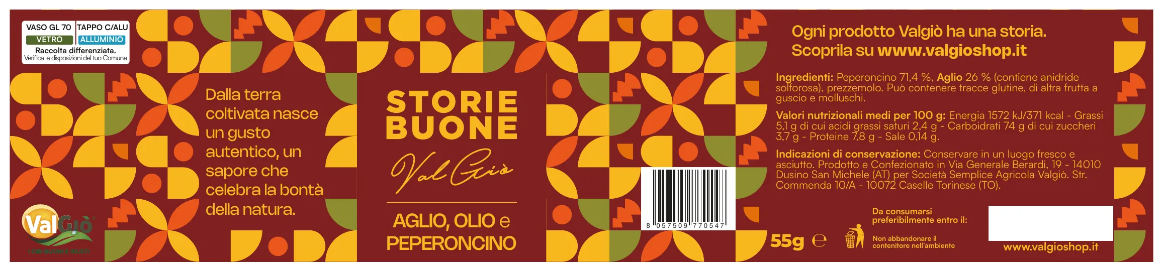 Aglio, olio e peperoncino: etichetta stesa